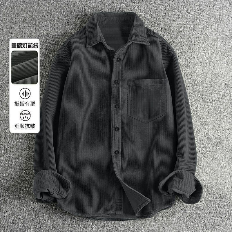 Corduroy Button Up Shirt Men - Camisas Masculinas de Veludo Cotelê de