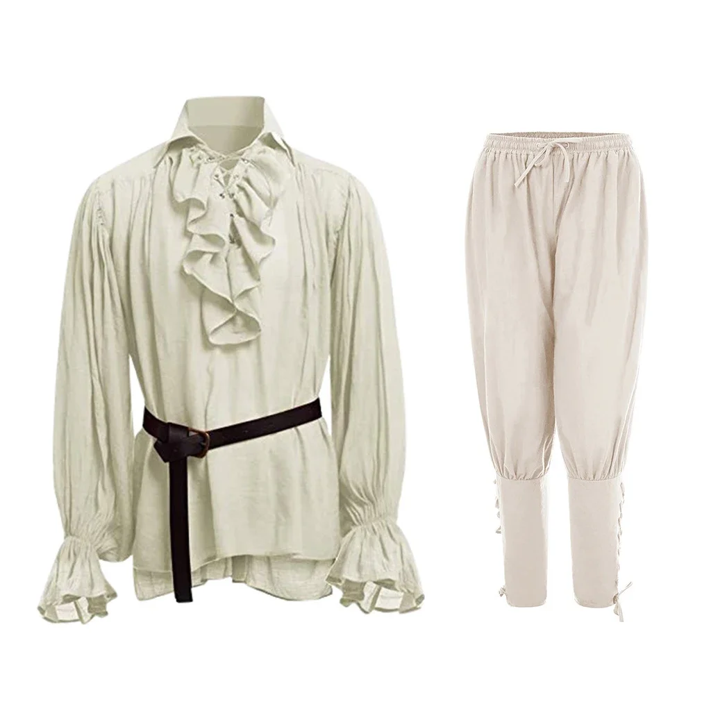 Medieval Gothic Lace Up Pirate Shirt - Camisas Medievais com Babados Góticas Steampunk