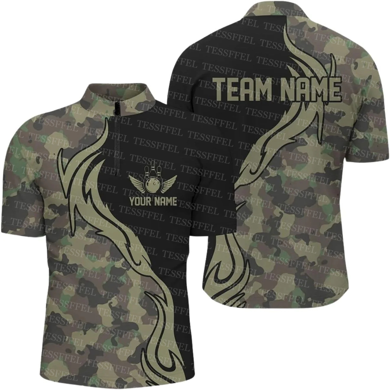 Short Sleeve Bowling Shirt Retro - Nome personalizado graffiti chama greve boliche