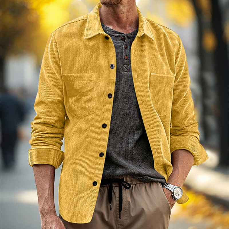 Corduroy Button Up Shirt Men - Camisa Masculina Vintage de Corduroy para