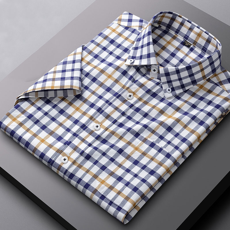 Oxford Cotton Casual Shirt Business - Camisa Oxford de manga curta masculina,