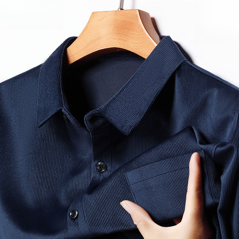Corduroy Button Up Shirt Men - Camisa de manga longa masculina de