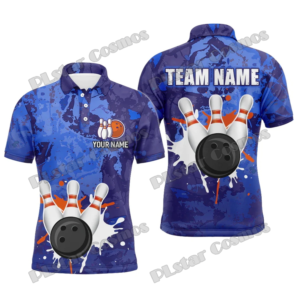 Short Sleeve Bowling Shirt Retro - Camisa Polo Masculina Personalizada com Nome,