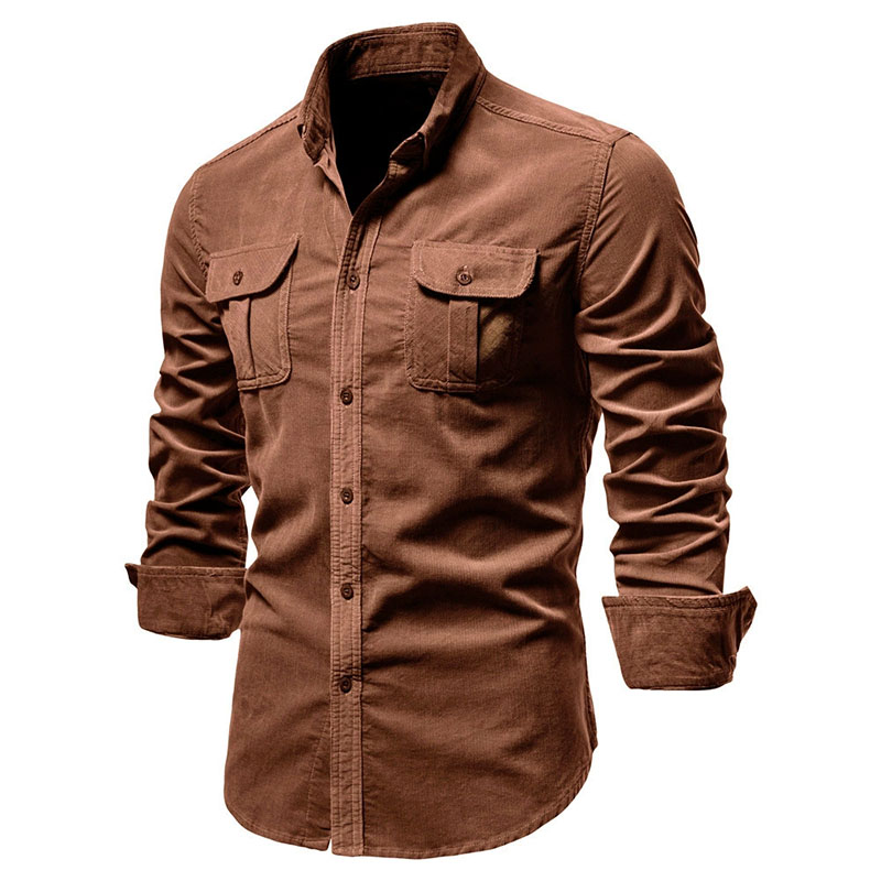 Camisa casual de veludo mascul - Corduroy Button Up Shirt Men avaliação e preço