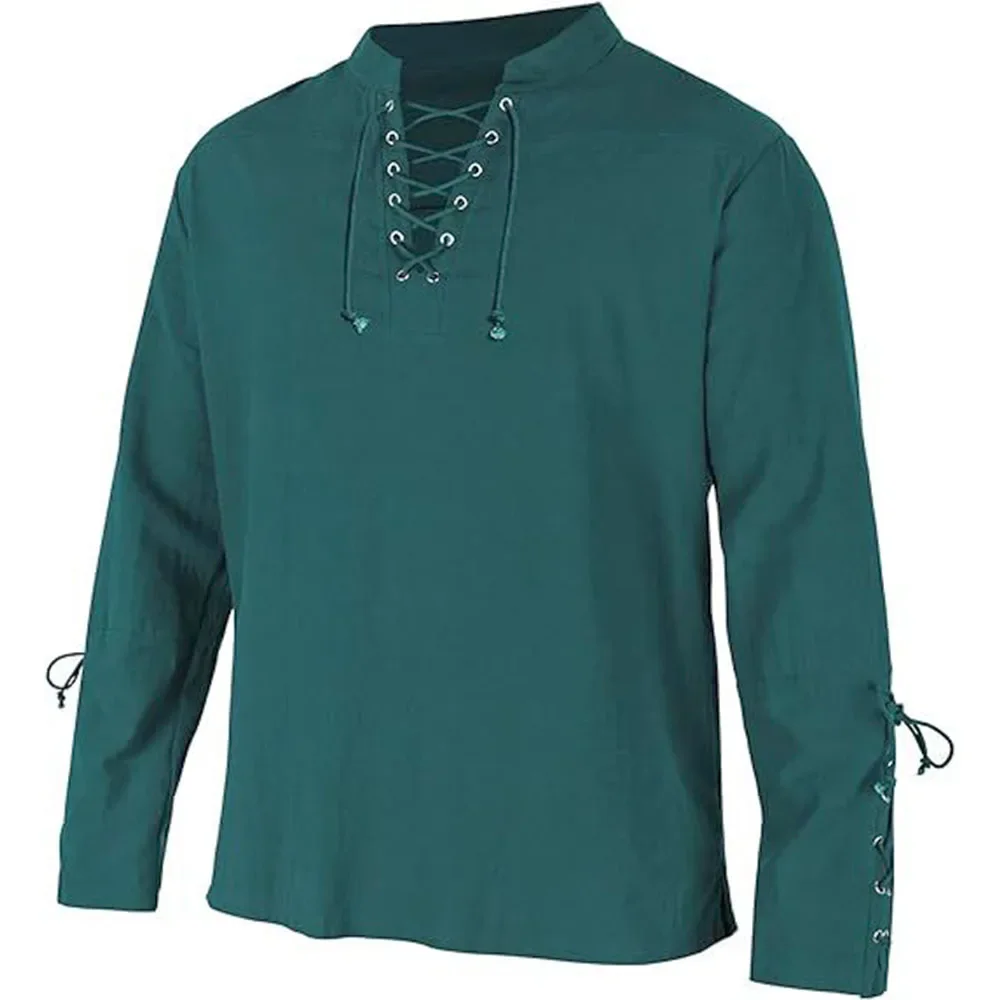 Vestido pirata medieval mascul - Medieval Gothic Lace Up Pirate Shirt avaliação e preço