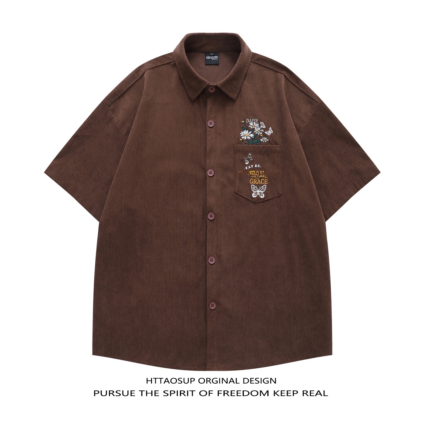Camisa Masculina HTTAOSUP 2026 - Corduroy Button Up Shirt Men avaliação e preço