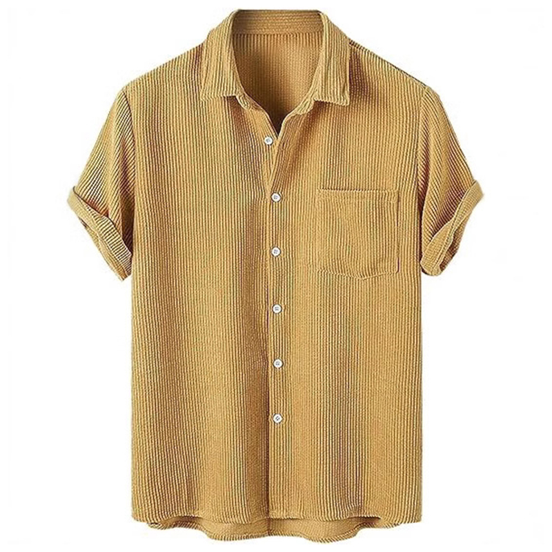 2026 primavera verão casual ma - Corduroy Button Up Shirt Men avaliação e preço