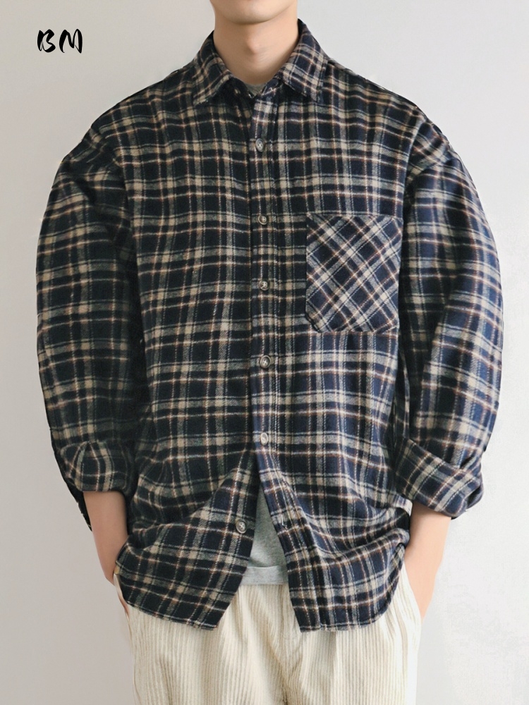 ‌ Japonês vintage pesado camis - Flannel Plaid Shirt Heavy Weight avaliação e preço