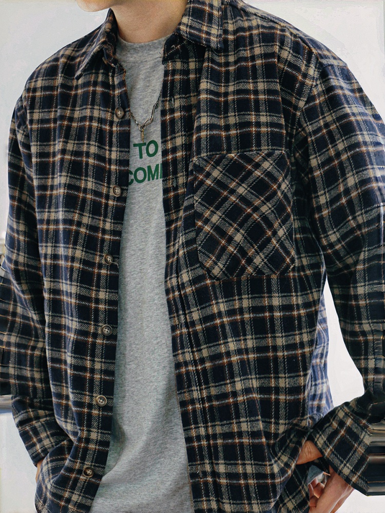 ‌ Japonês vintage pesado camis - Flannel Plaid Shirt Heavy Weight avaliação e preço