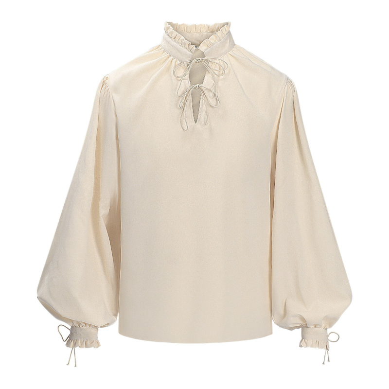 Camisa Medieval Renascentista  - Medieval Gothic Lace Up Pirate Shirt avaliação e preço