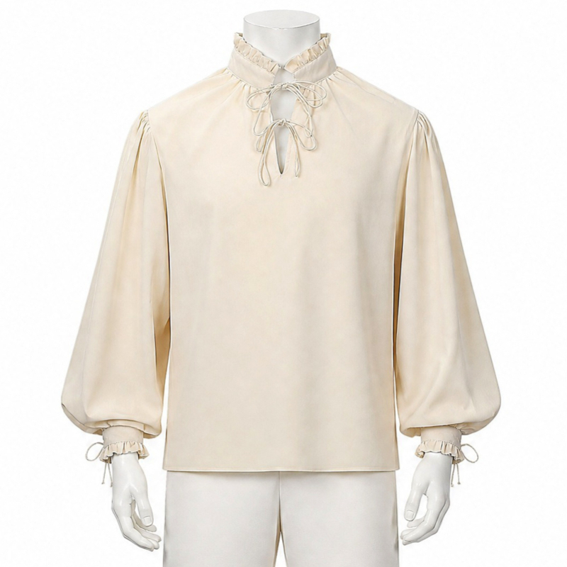 Camisa Medieval Renascentista  - Medieval Gothic Lace Up Pirate Shirt avaliação e preço