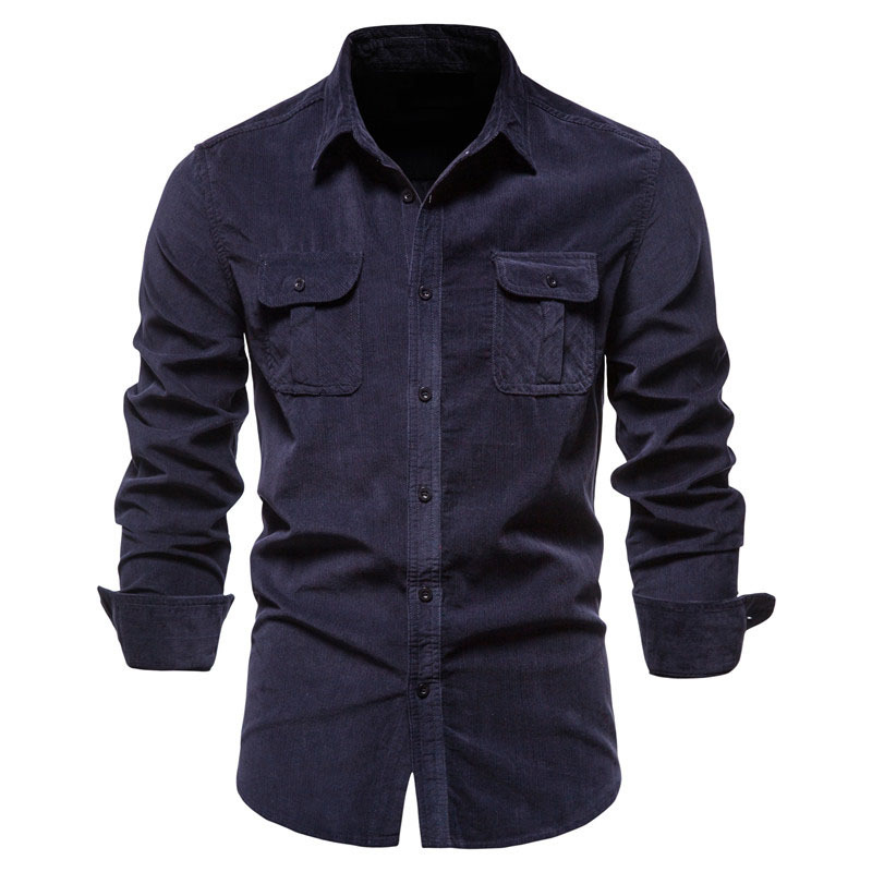 Vintage cor sólida camisa de v - Corduroy Button Up Shirt Men avaliação e preço