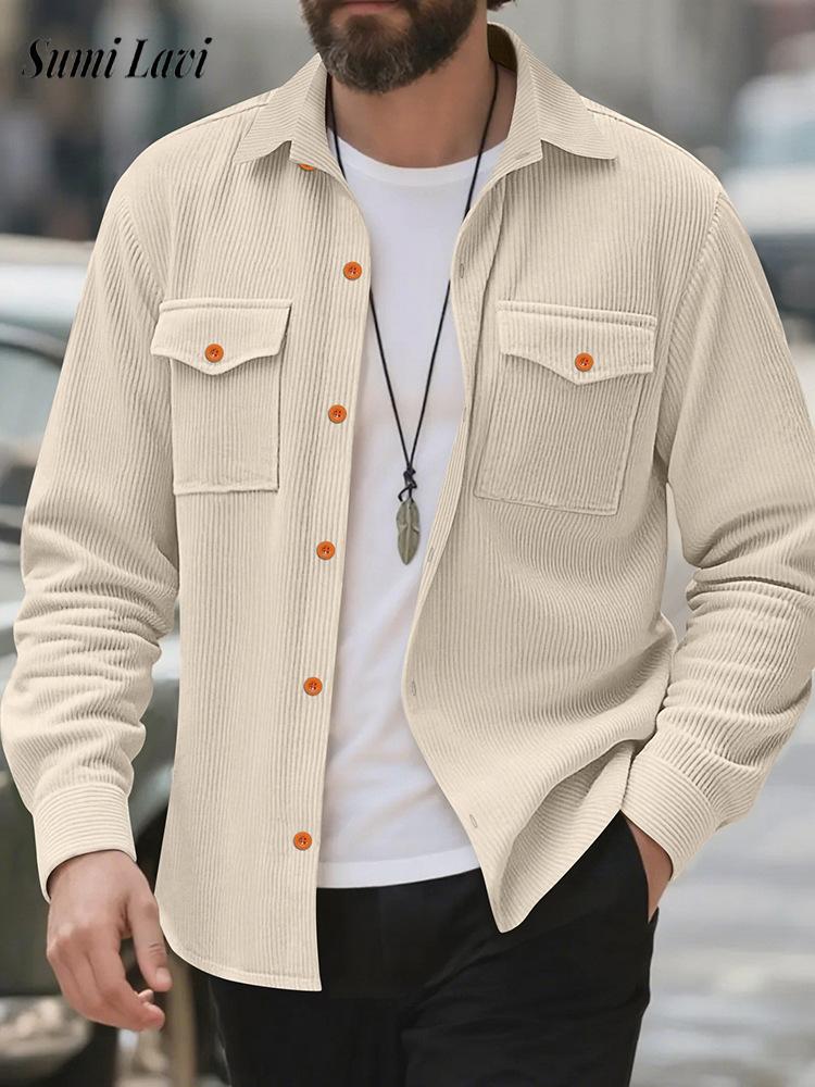 Camisa de veludo masculina cas - Corduroy Button Up Shirt Men avaliação e preço