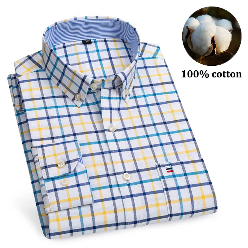 Camisas masculinas 100% algodã - Oxford Cotton Casual Shirt Business avaliação e preço