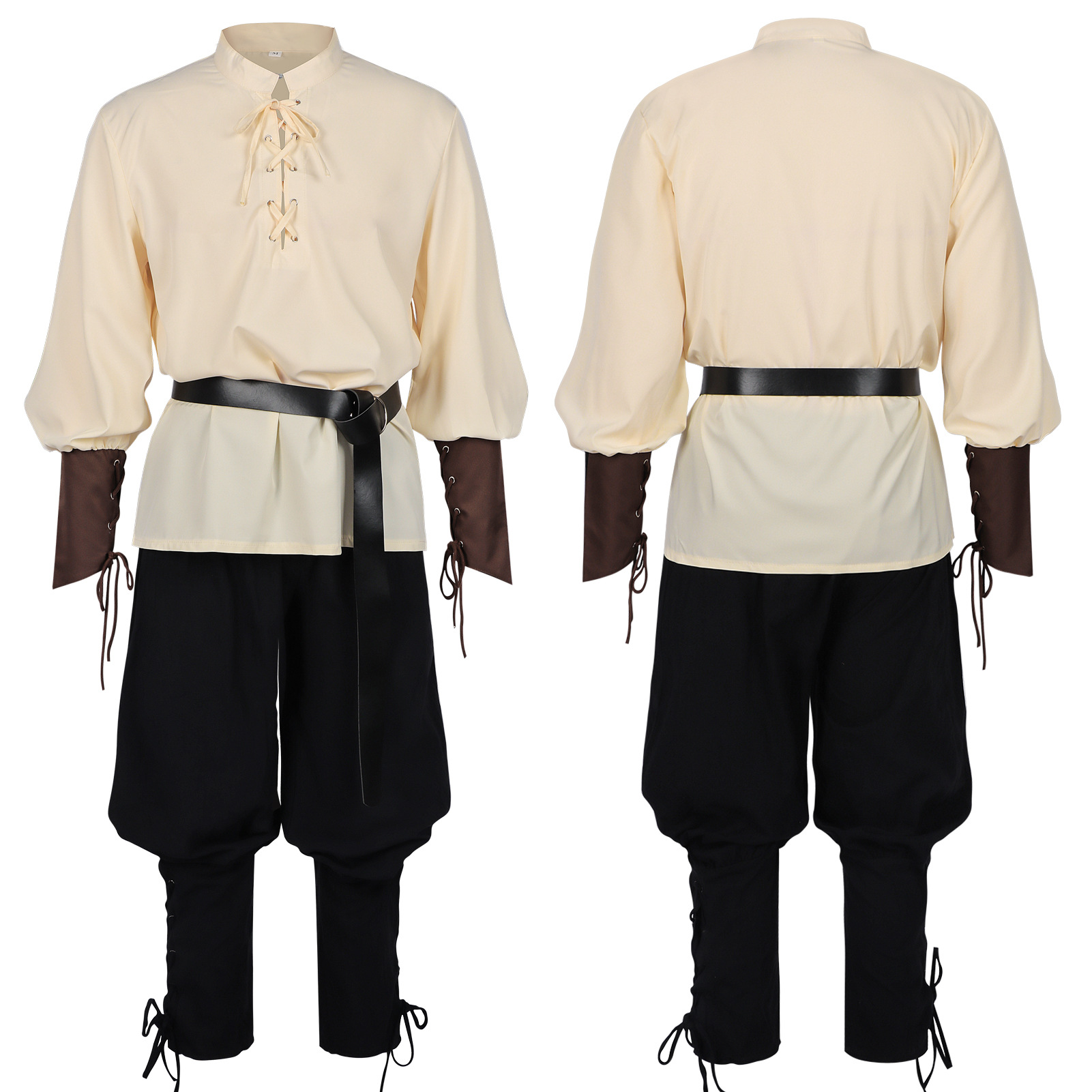 Camisa Medieval Masculina Rena - Medieval Gothic Lace Up Pirate Shirt avaliação e preço