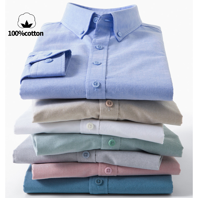 Camisa Oxford Masculina 100% A - Mandarin Collar Formal Shirt Slim Fit avaliação e preço