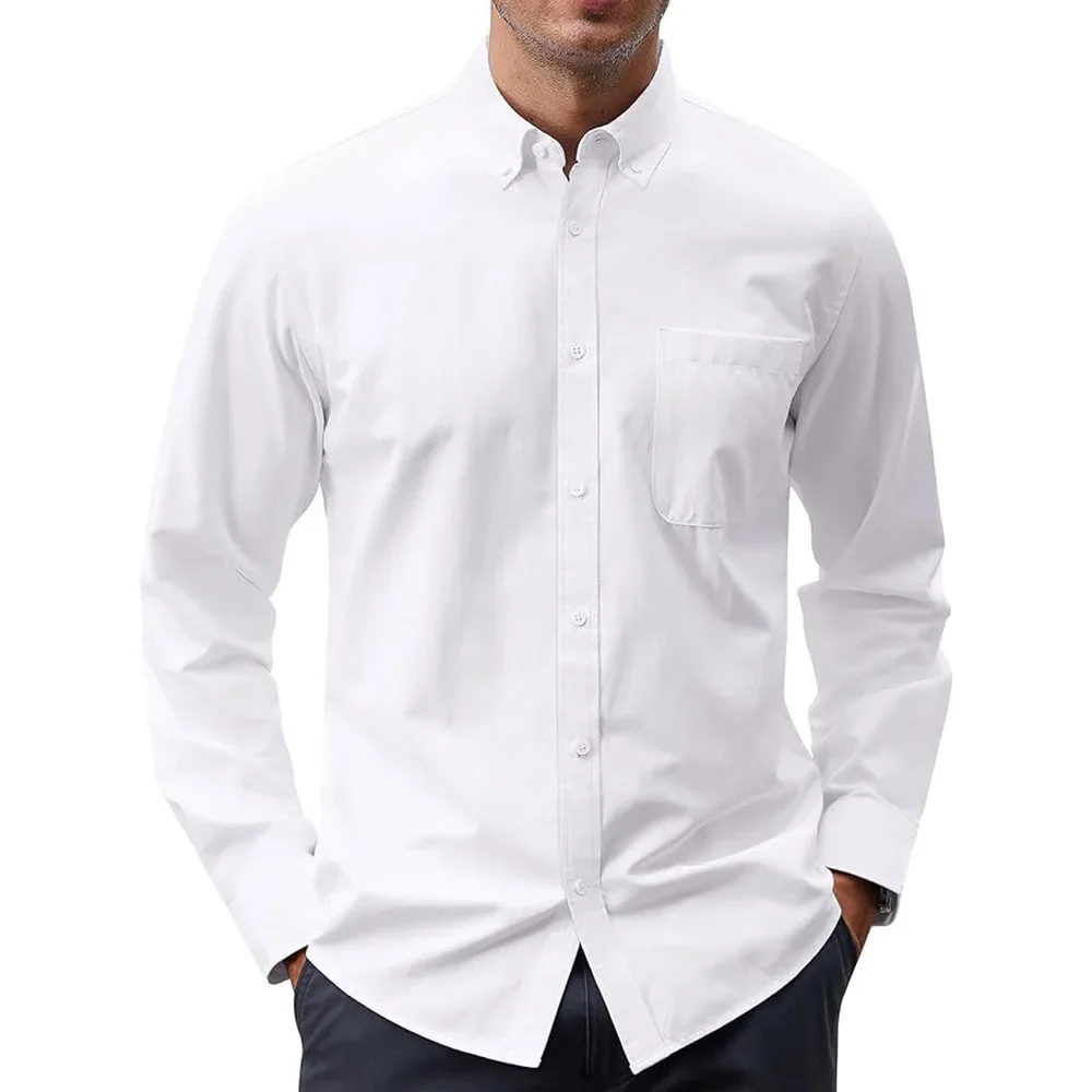 Camisas masculinas de manga co - Oxford Cotton Casual Shirt Business avaliação e preço